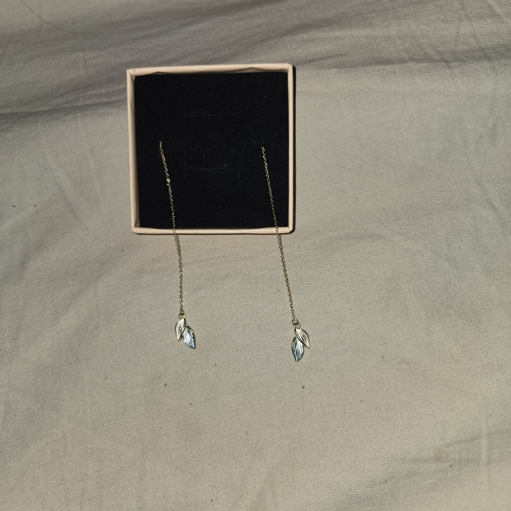 Elegant Gold and Silver Leaf Drop Earrings
